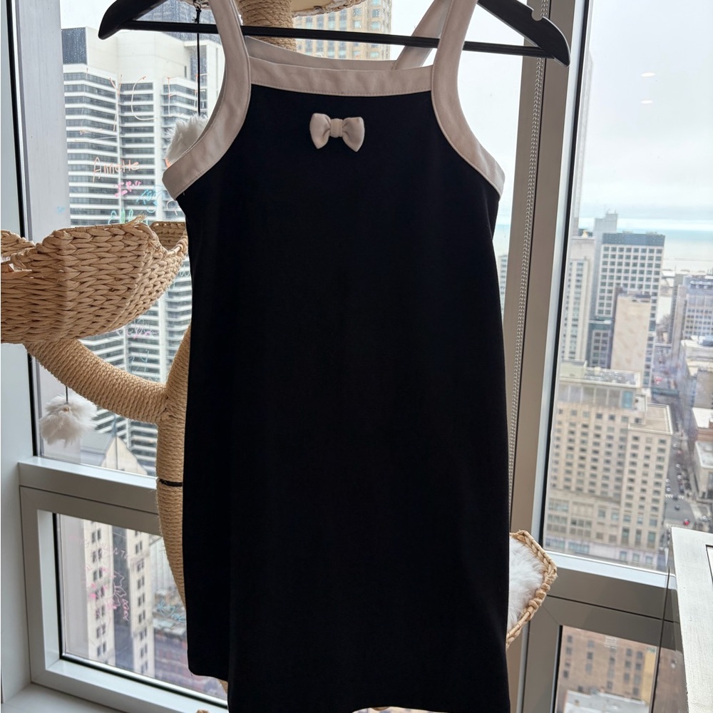 Zara Black and Cream Sleeveless Bow-Accent Girls Formal Dress